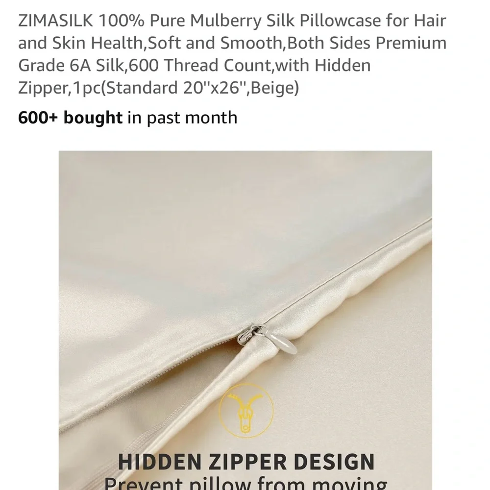100% Mulberry Silk Pillowcase - Beige